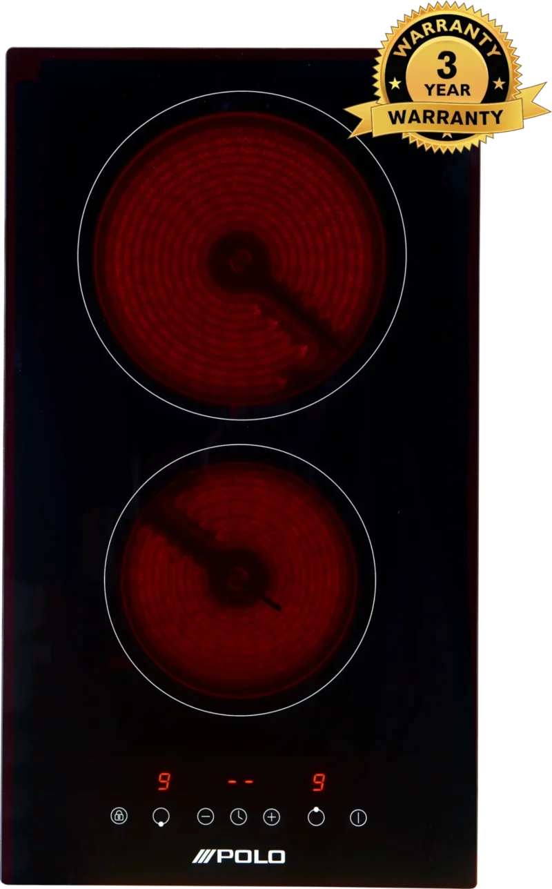 Polo Ceramic Cooktop 30cm 2 Burner Black Glass