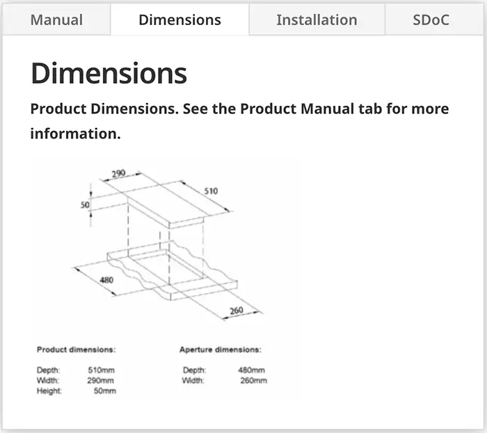 product specifications
